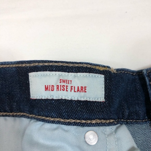 Lucky Brand Cotton Blend Blue Wash Distress Ripped Sweet Mid Rise Flare Jeans 14 - Picture 8 of 15